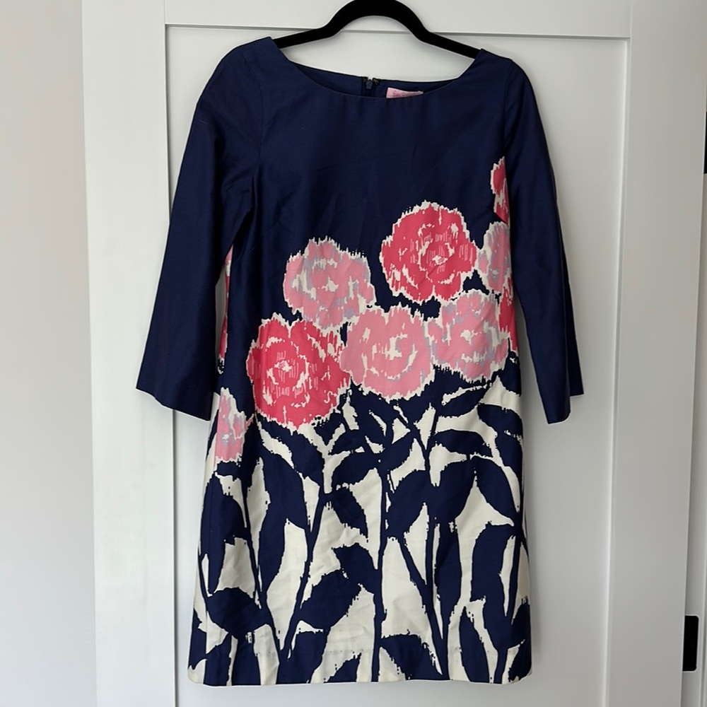 Lilly Pulitzer tea dress floral navy size 4